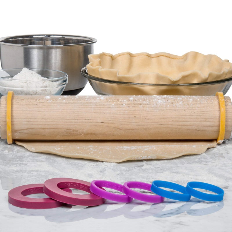 GreenOlive Rolling Pin Guide Ring Spacer Bands (8 Piece Set) Multicolored Flexible Silicone Slip On Baking Accessories Fit 1 3/4â€ to 2â€ Wide Dough Rollers - Image 3